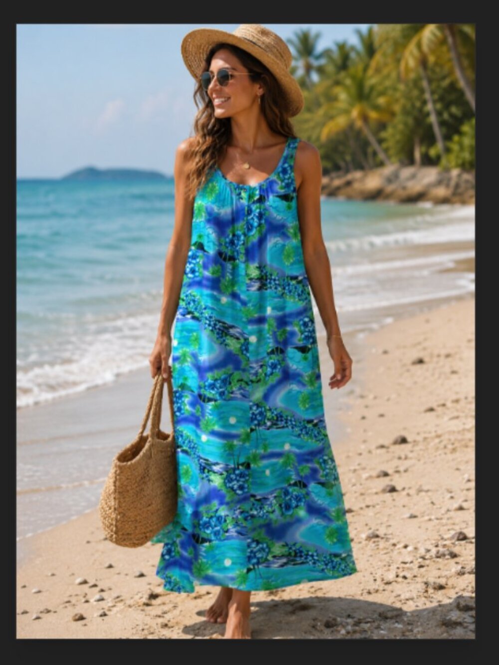 Vintage Hawaiian Maxi Dress Muumuu Floral Tropical Hilo Hattie One Size